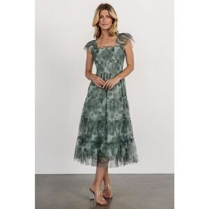 Baltic Born Clementine Tulle Midi Dress Dusty Green print NWT women's size 3XL